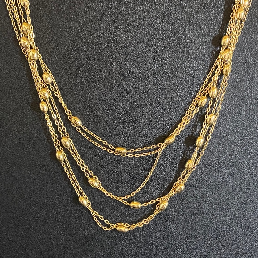 18K GOLD OVER SILVER FANCY BEADED NECKLACE